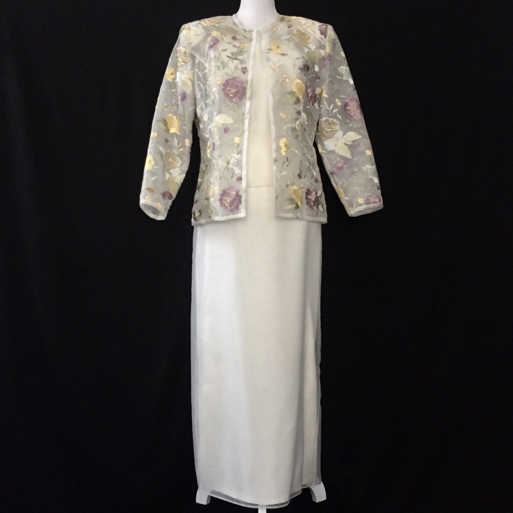 KAREN LORRANCE Floral 3 pc evening gown. Sz 12 EUC